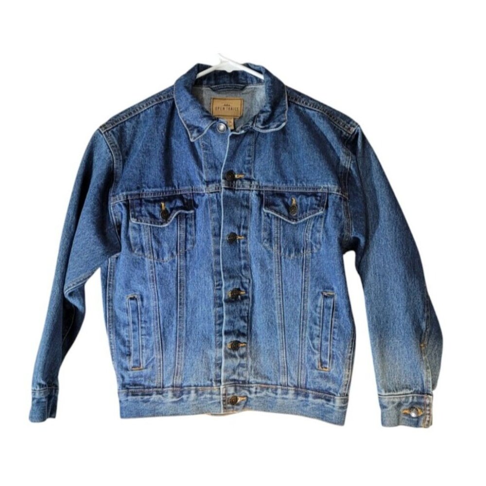 Open Trails Boys Jean Jacket‎ 8/10 Button Up 4 Pockets Trucker Style